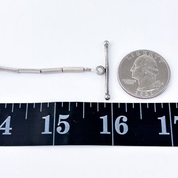 Vintage Sterling Silver 925 Abalone Ebony Pendant Necklace 16.5" - Picture 5 of 7